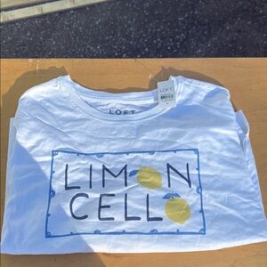 LOFT Limon Cell Graphic Tee in White and Blue